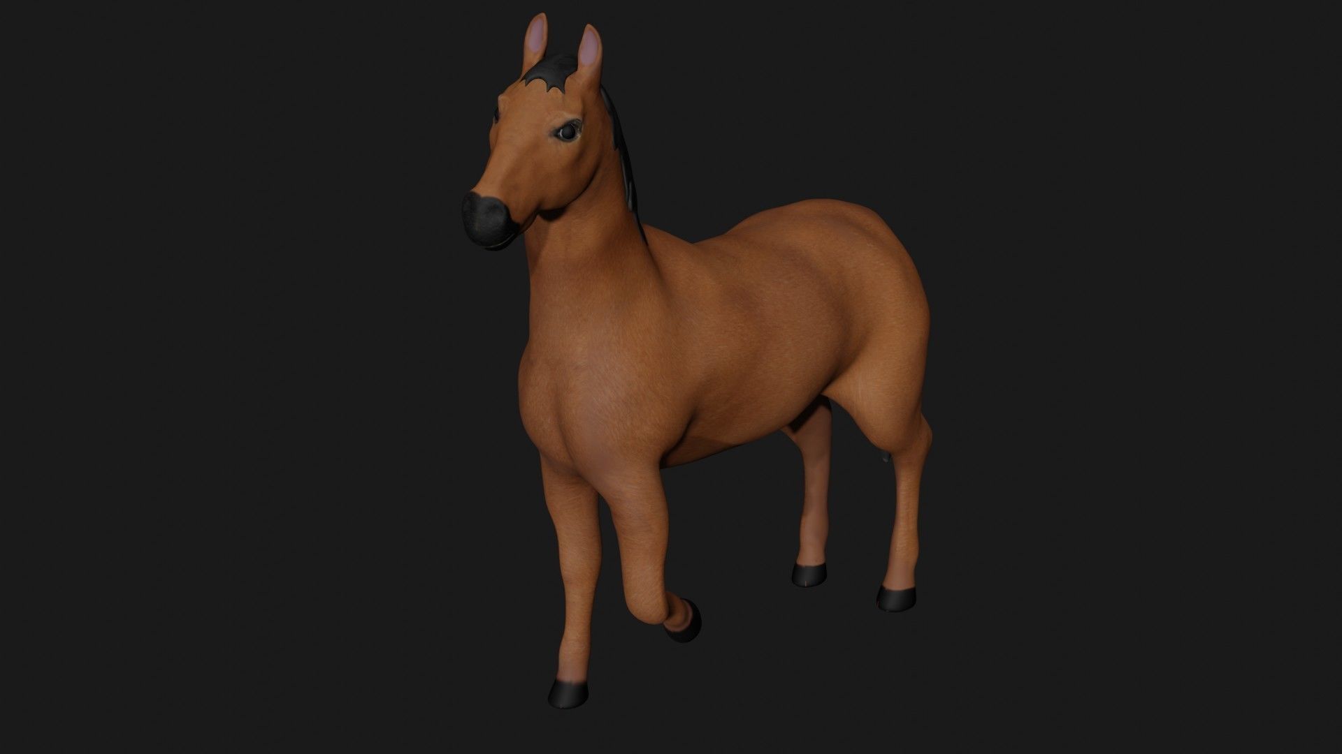 Brown Horse Stallion fully rigged low poly Low-poly 3D model_1