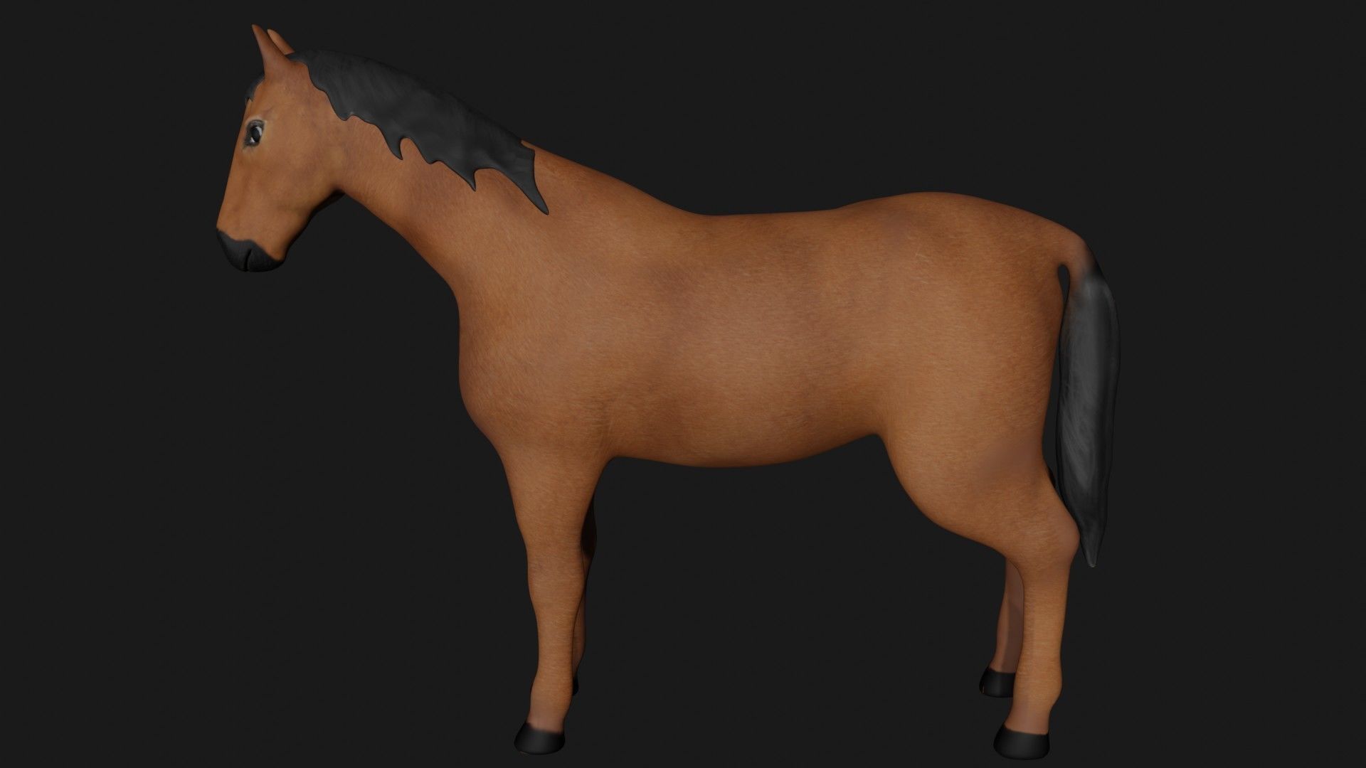 Brown Horse Stallion fully rigged low poly Low-poly 3D model_6
