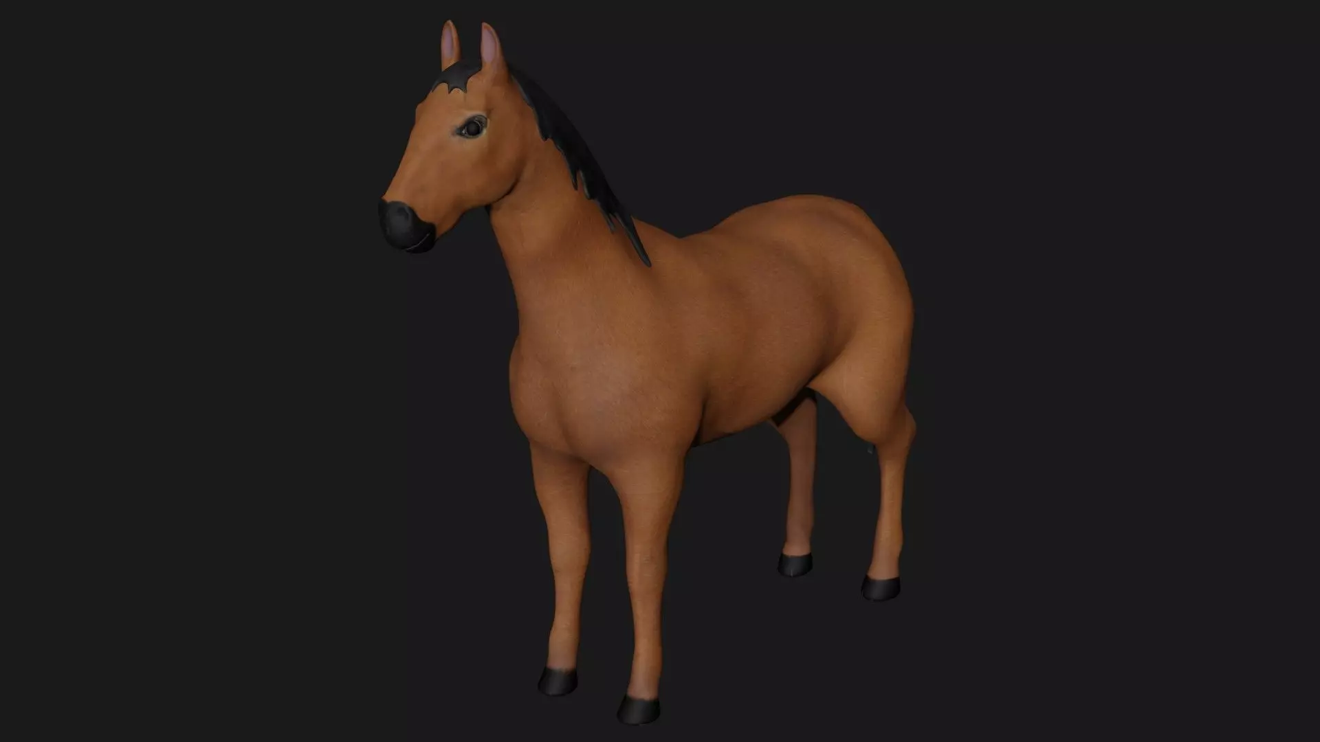 Brown Horse Stallion fully rigged low poly Low-poly 3D model_0