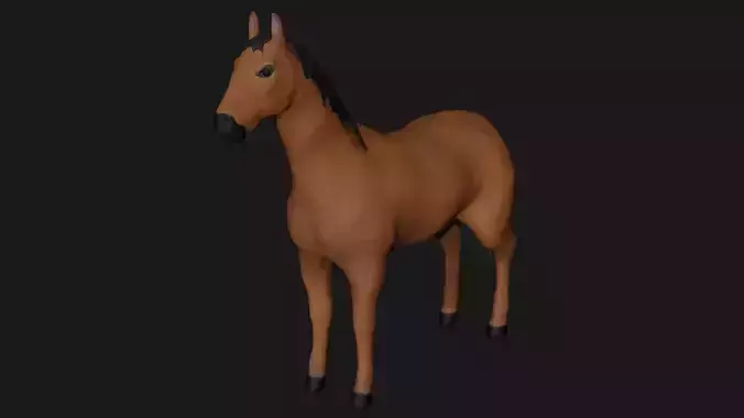 Brown Horse Stallion fully rigged low poly Low-poly 3D model