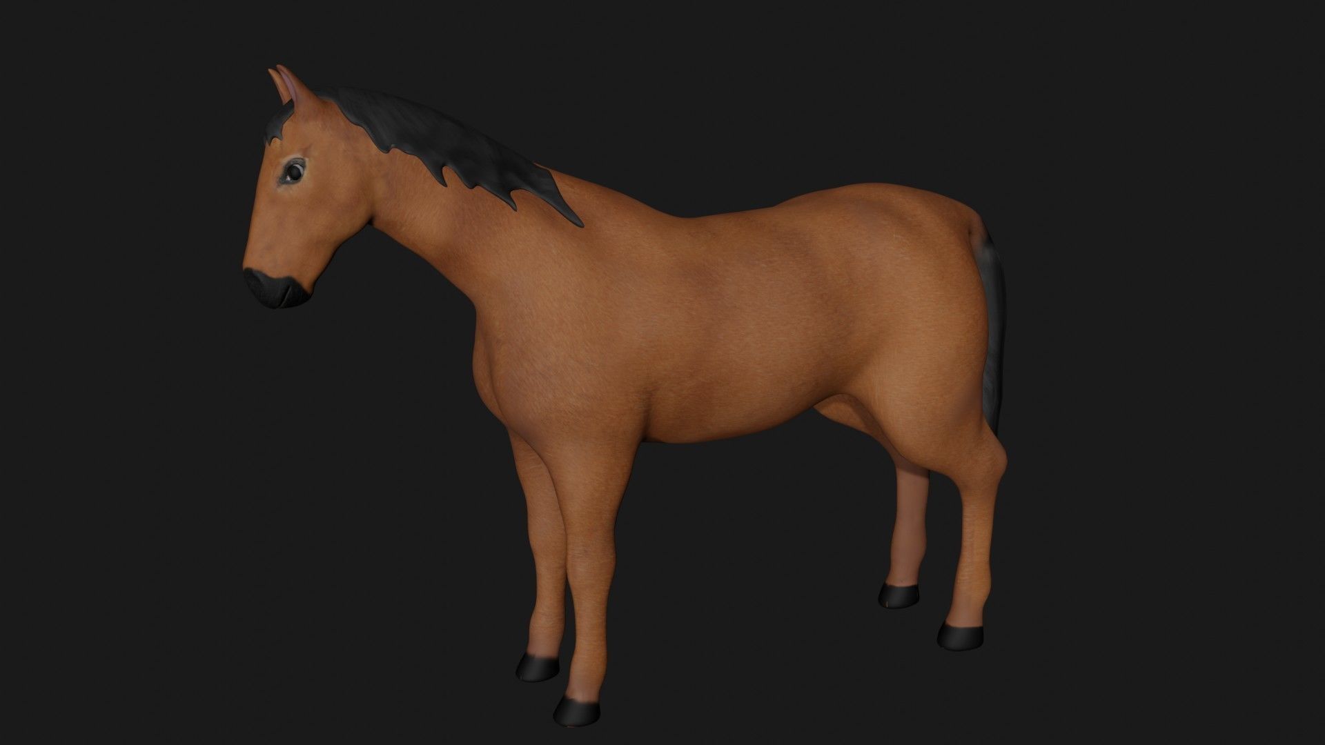 Brown Horse Stallion fully rigged low poly Low-poly 3D model_5