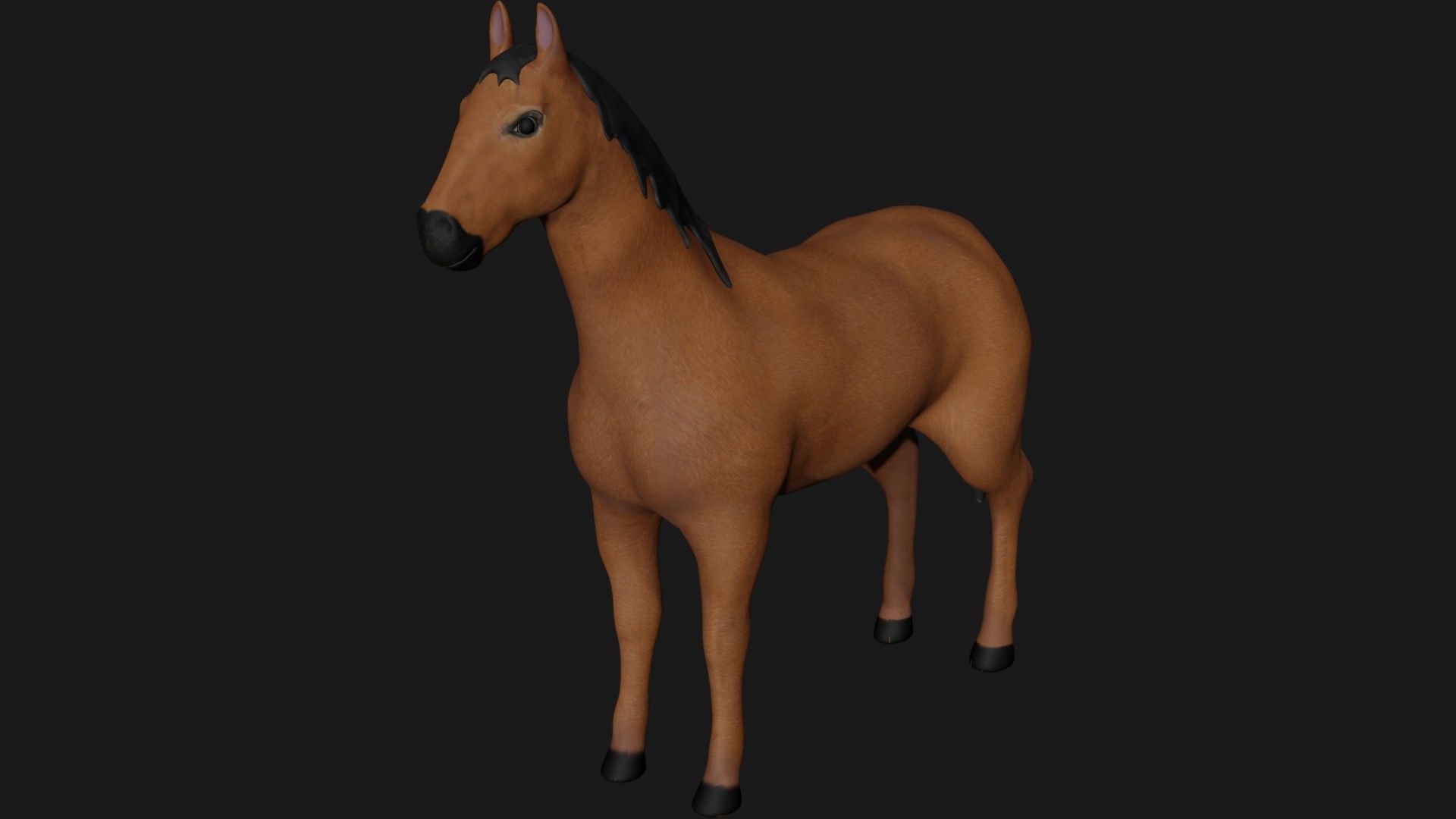 Brown Horse Stallion fully rigged low poly Low-poly 3D model_4