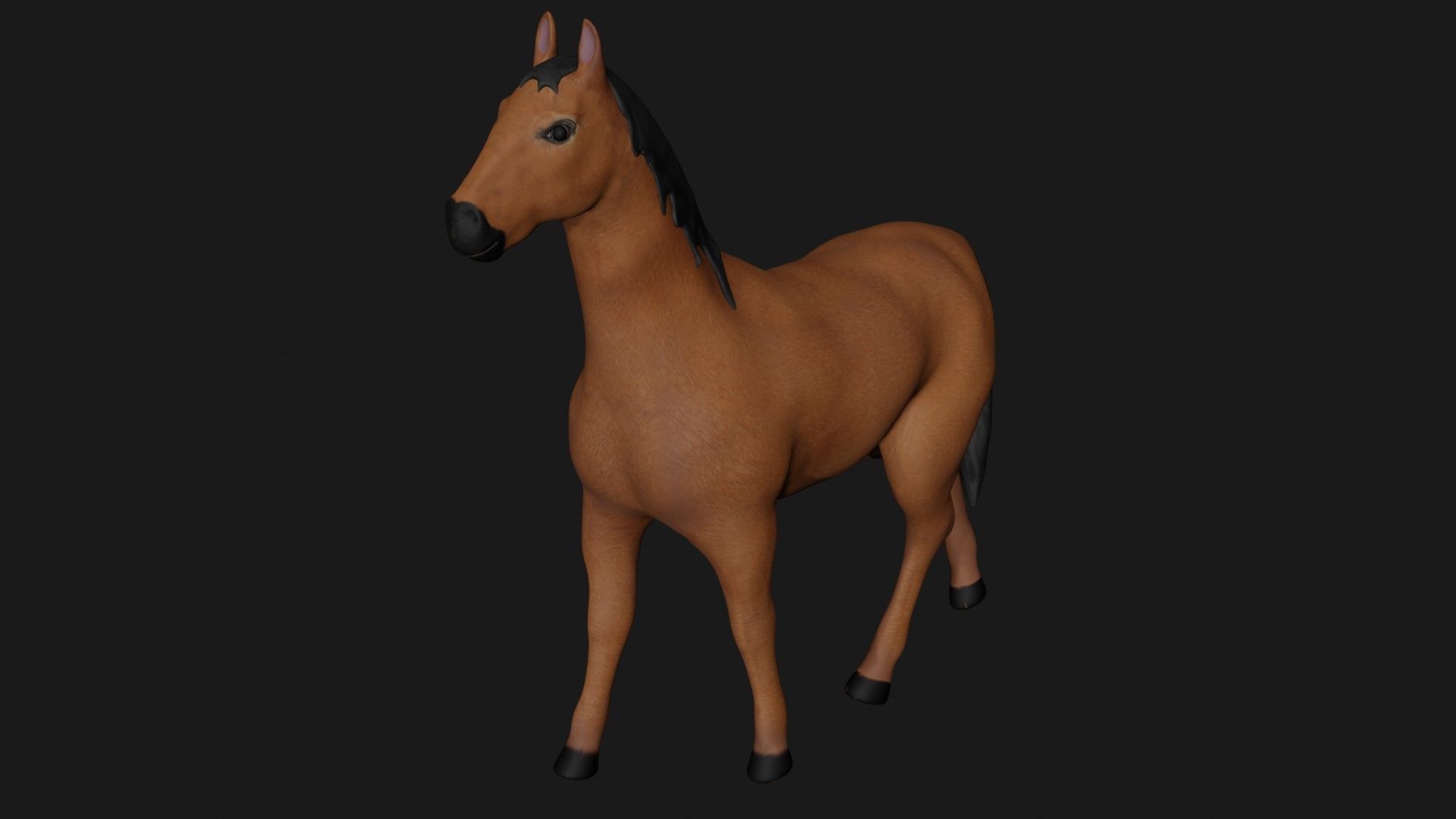 Brown Horse Stallion fully rigged low poly Low-poly 3D model_3