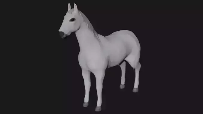 White Horse Stallion fully rigged low poly Low-poly 3D model