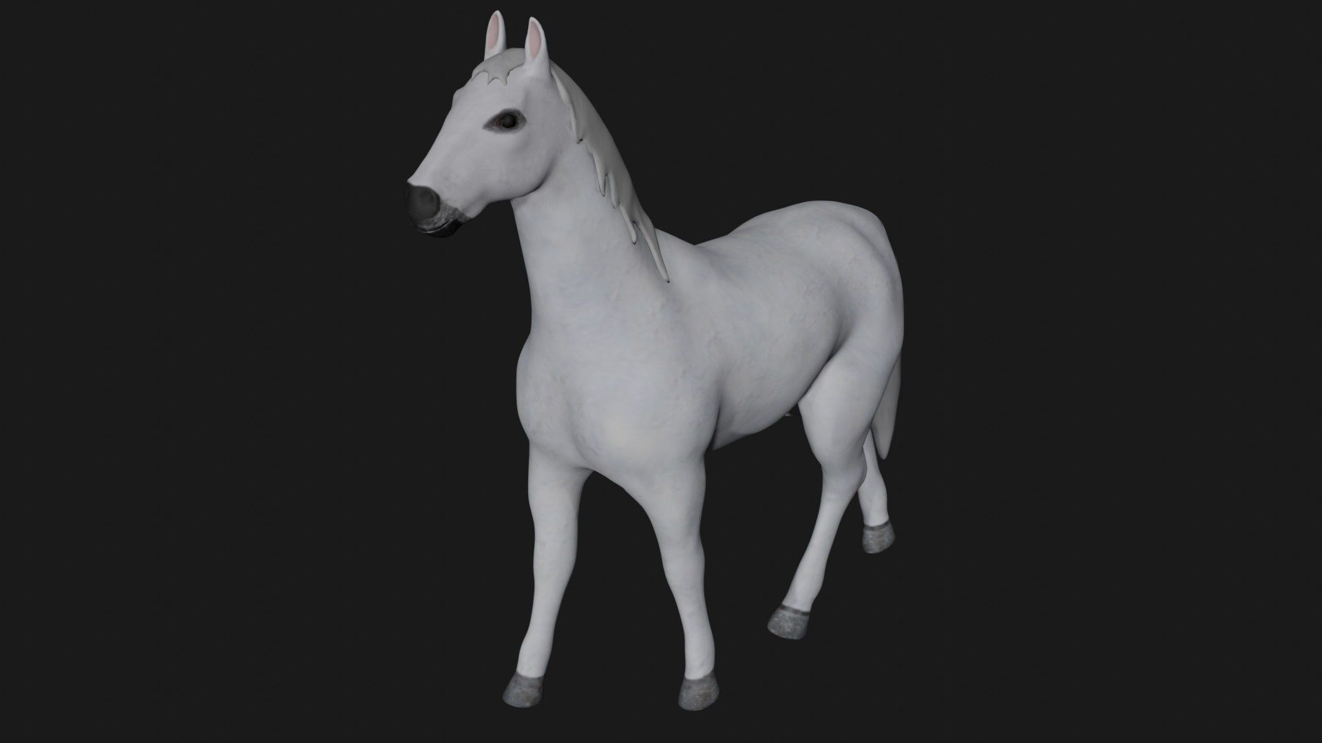 White Horse Stallion fully rigged low poly Low-poly 3D model_3
