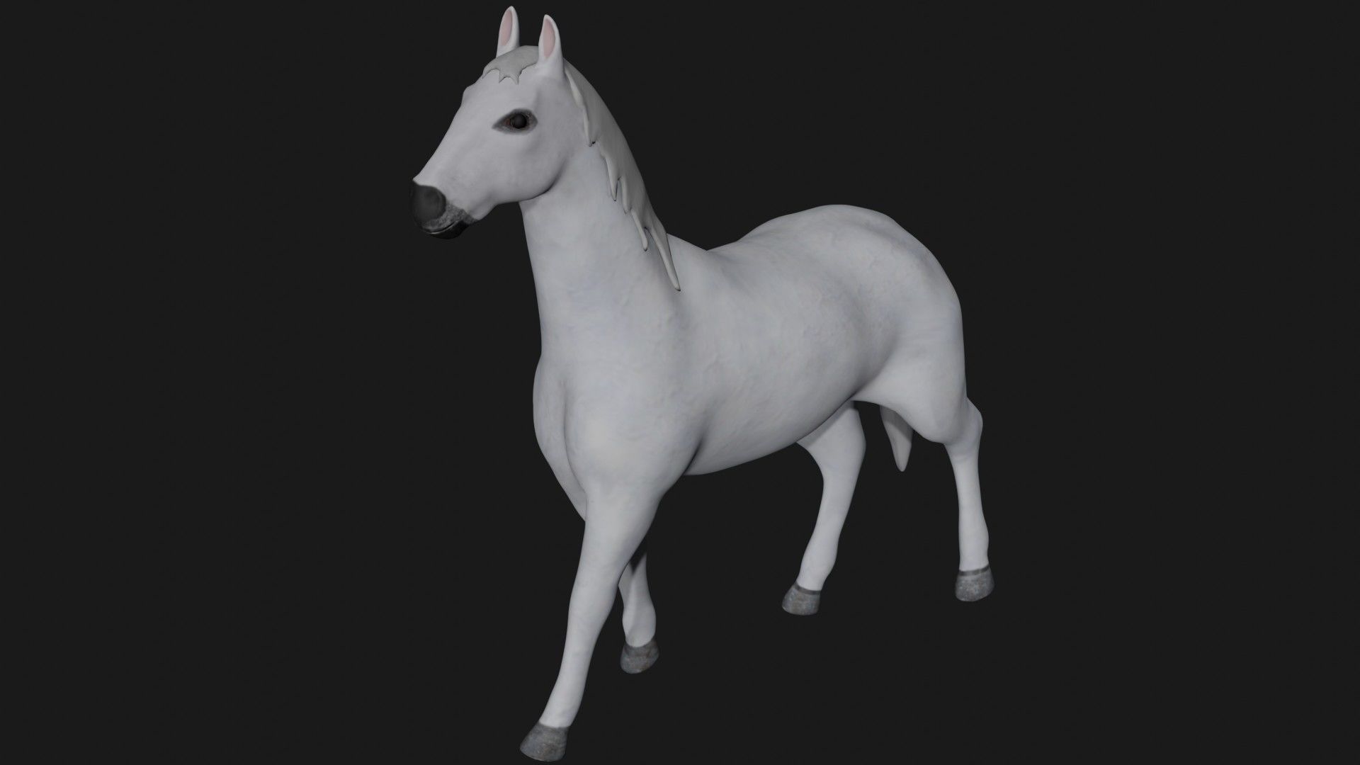 White Horse Stallion fully rigged low poly Low-poly 3D model_2