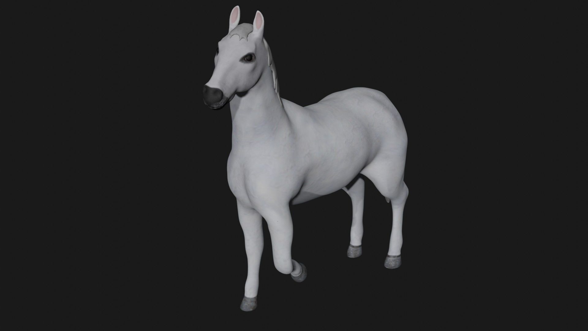 White Horse Stallion fully rigged low poly Low-poly 3D model_1