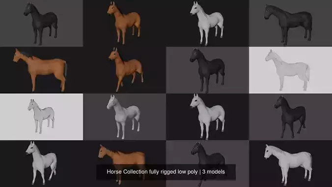 Horse Collection fully rigged low poly 