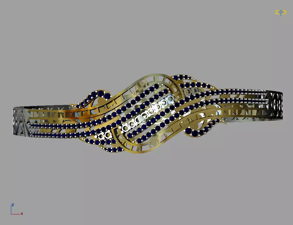 Brecelet 2 belt with gold beads 3D print model_0