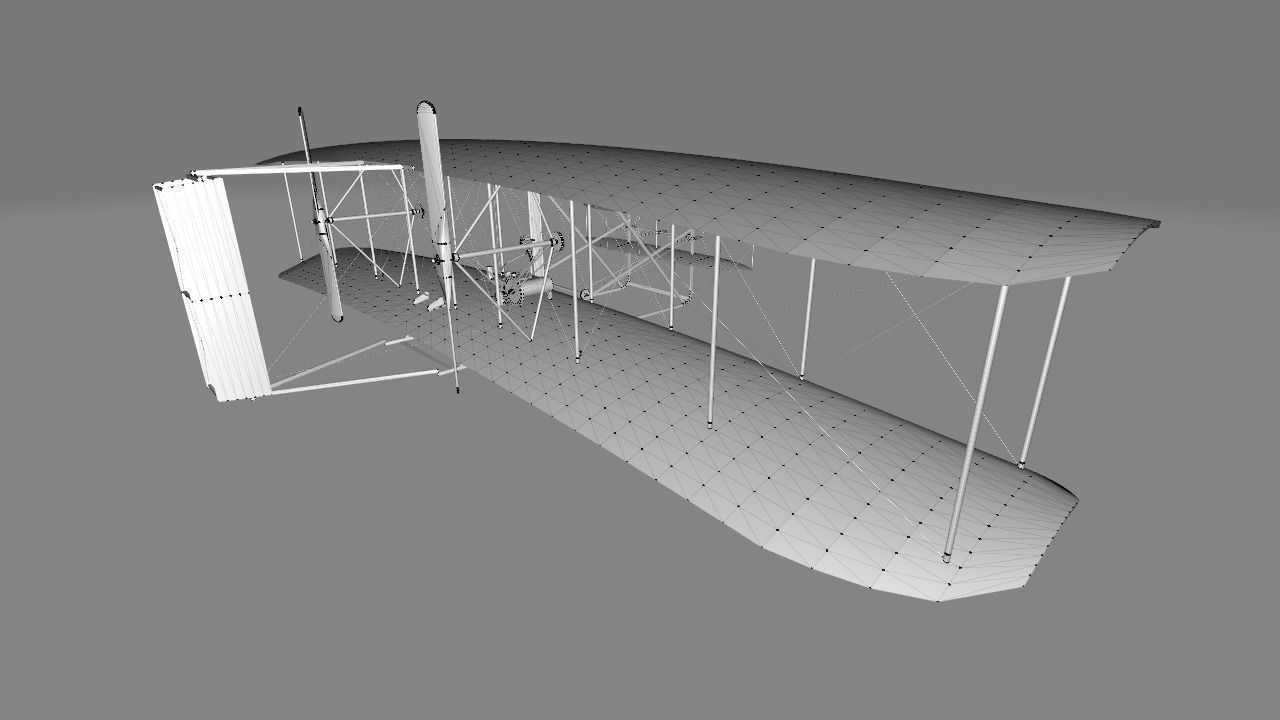 Wright Flyer Low-poly 3D model_10
