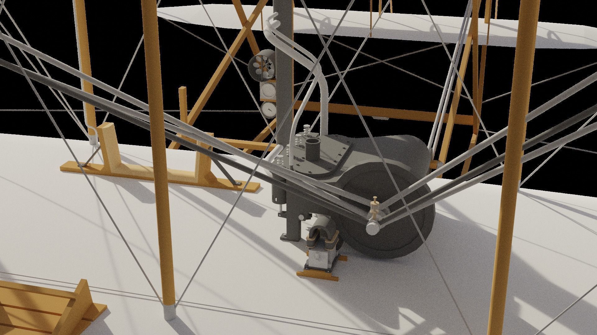 Wright Flyer Low-poly 3D model_7