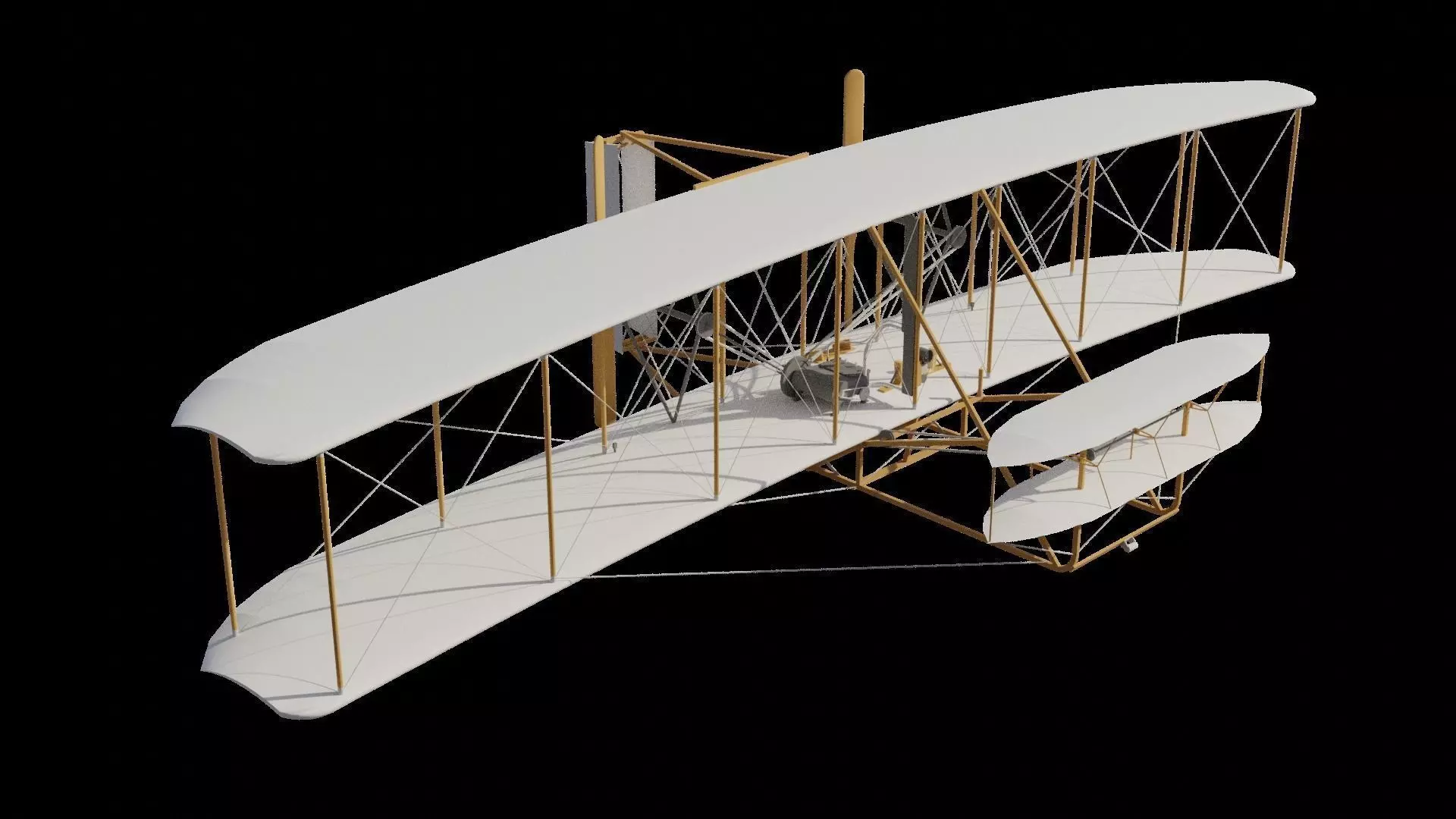 Wright Flyer Low-poly 3D model_0