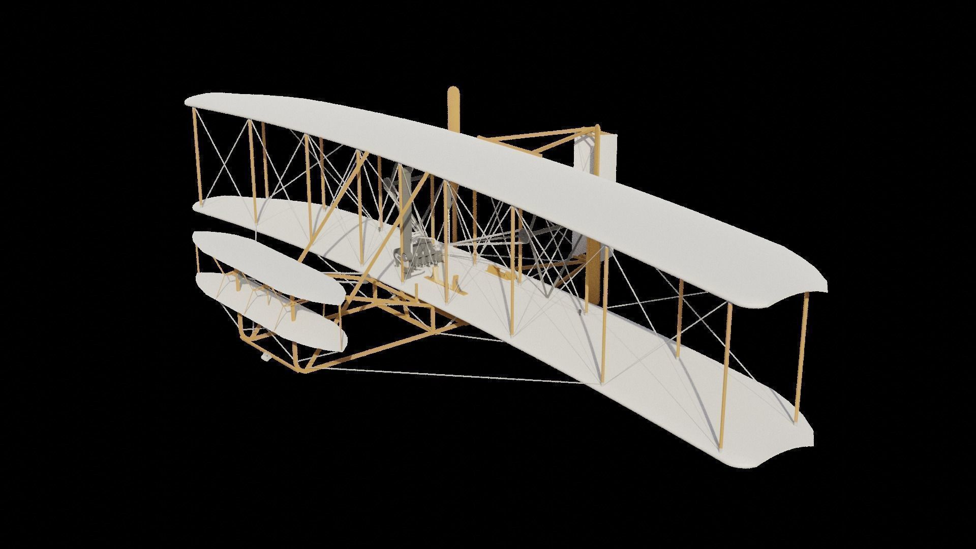Wright Flyer Low-poly 3D model_5