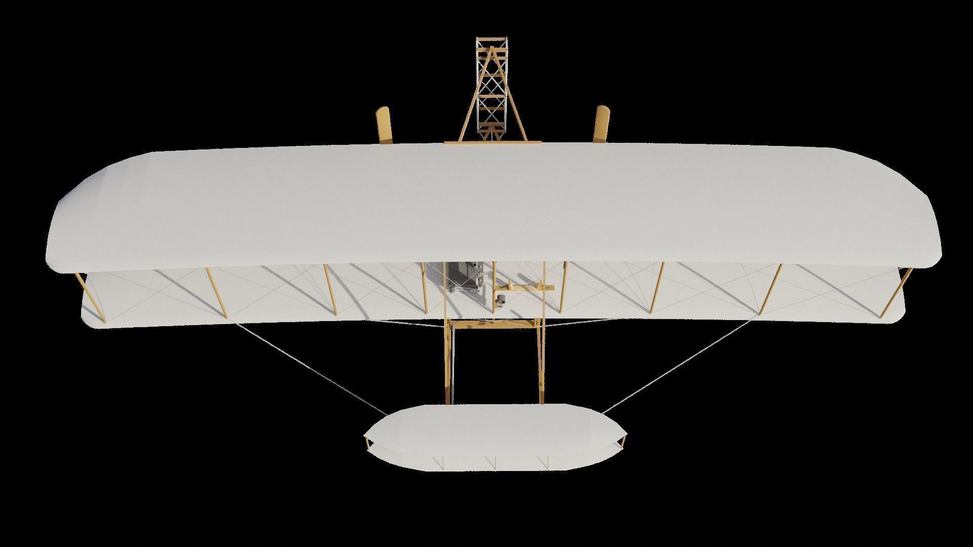 Wright Flyer Low-poly 3D model_4