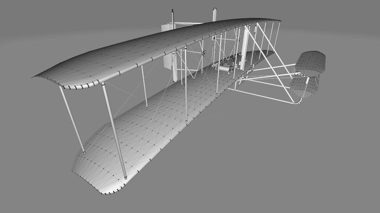 Wright Flyer Low-poly 3D model_9