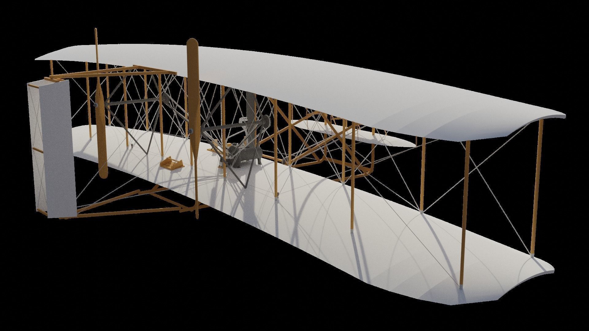 Wright Flyer Low-poly 3D model_8