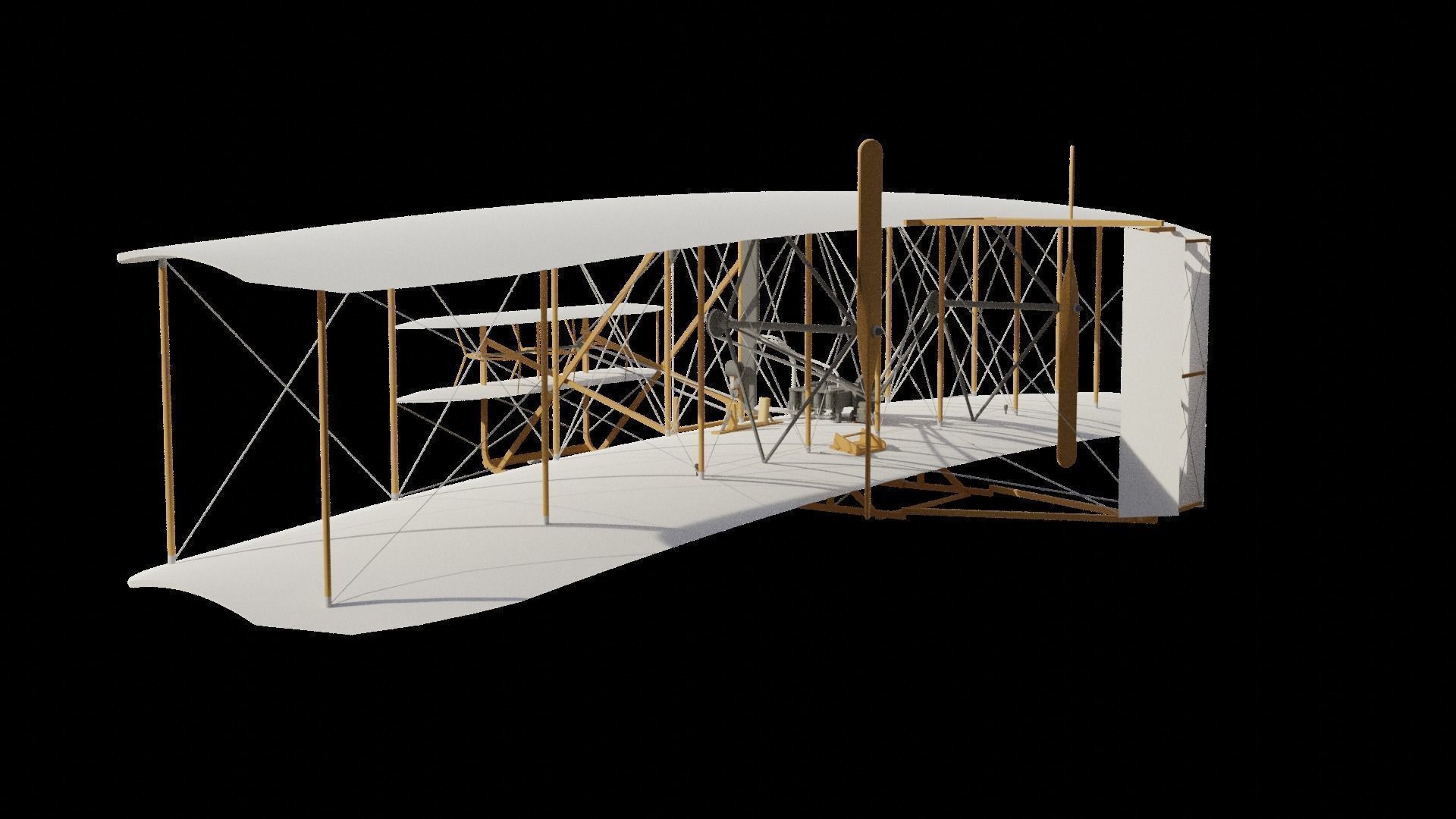 Wright Flyer Low-poly 3D model_1