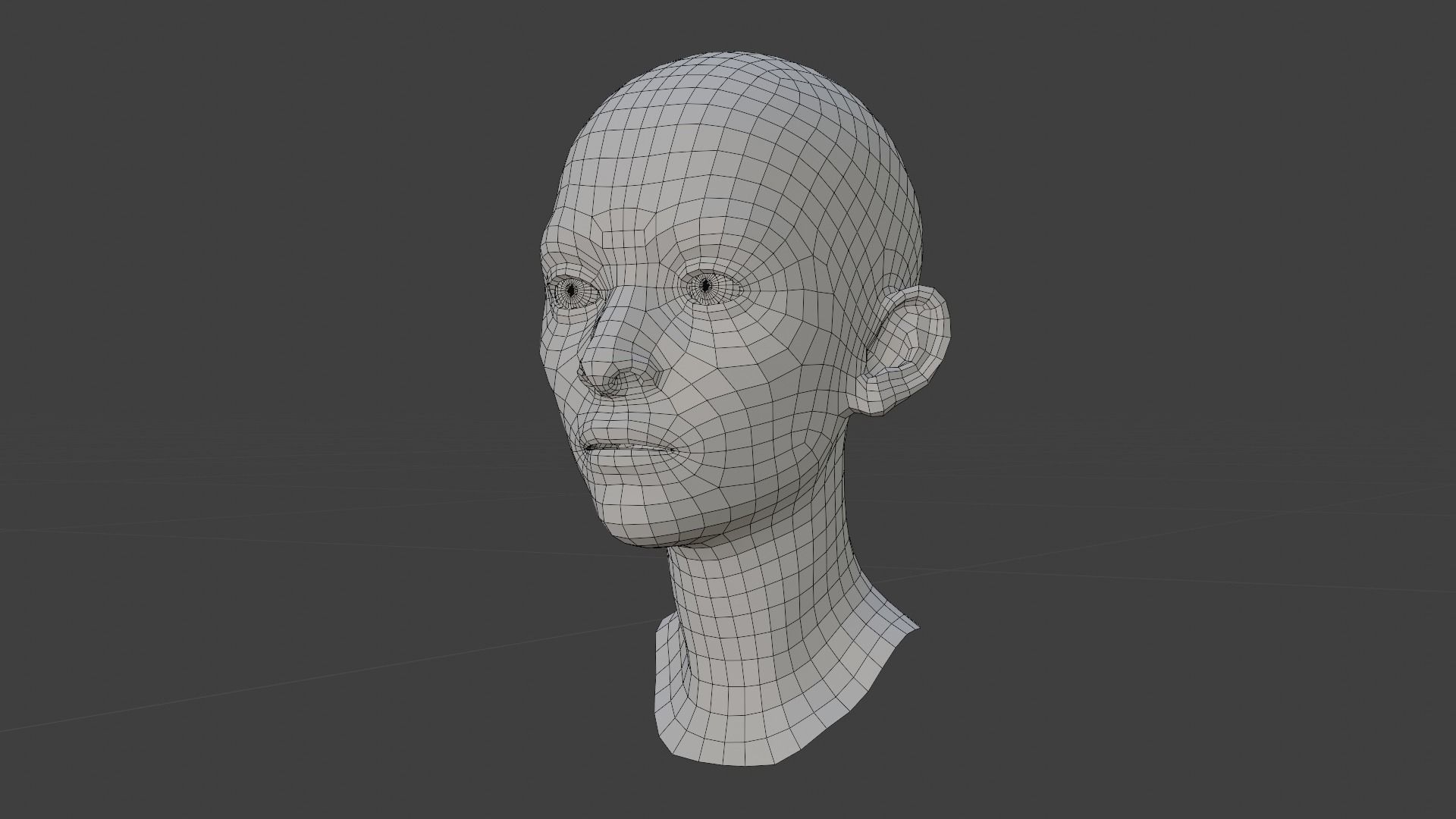 Female Head Base Mesh Low-poly 3D model_3