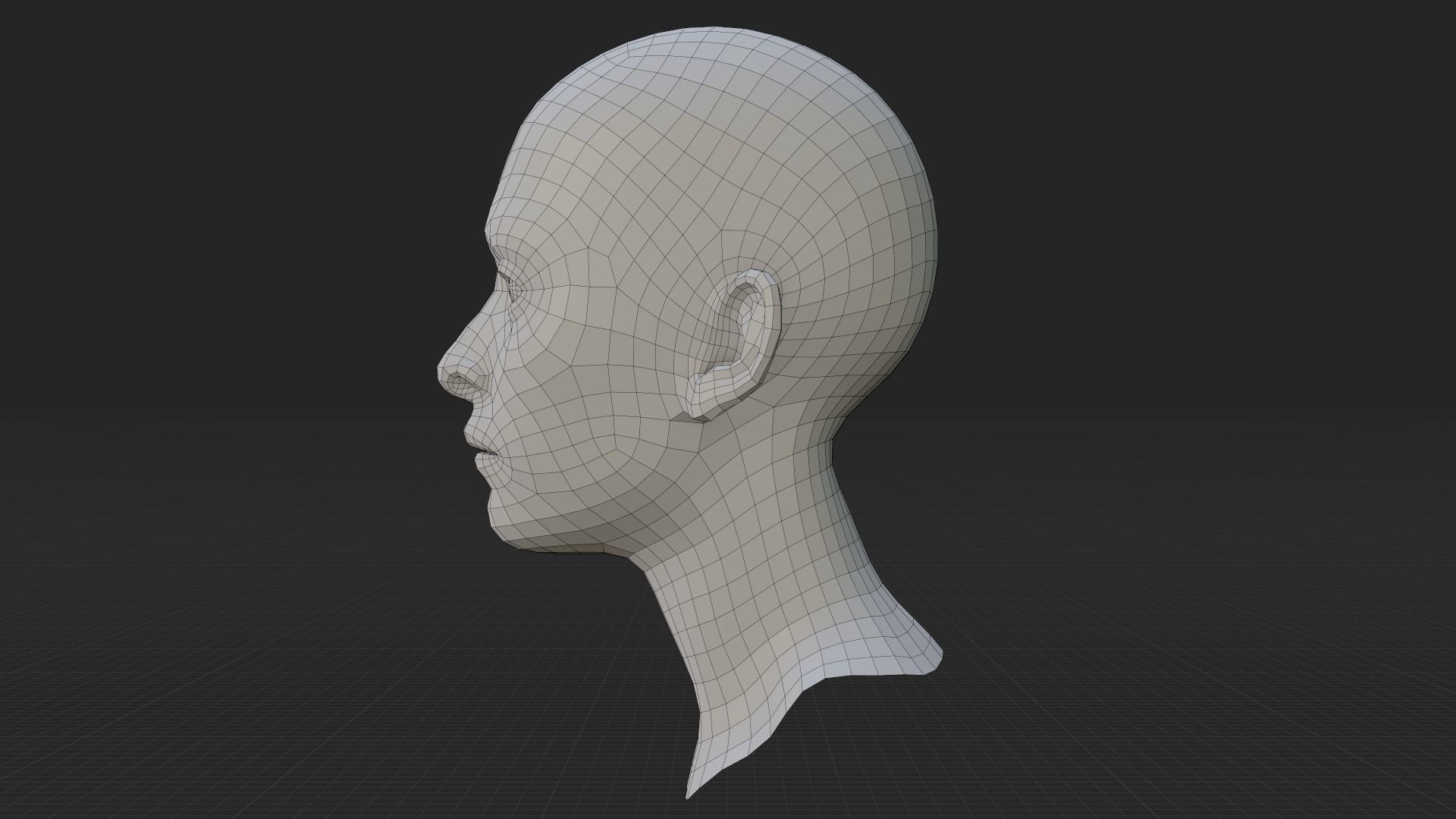 Female Head Base Mesh Low-poly 3D model_4