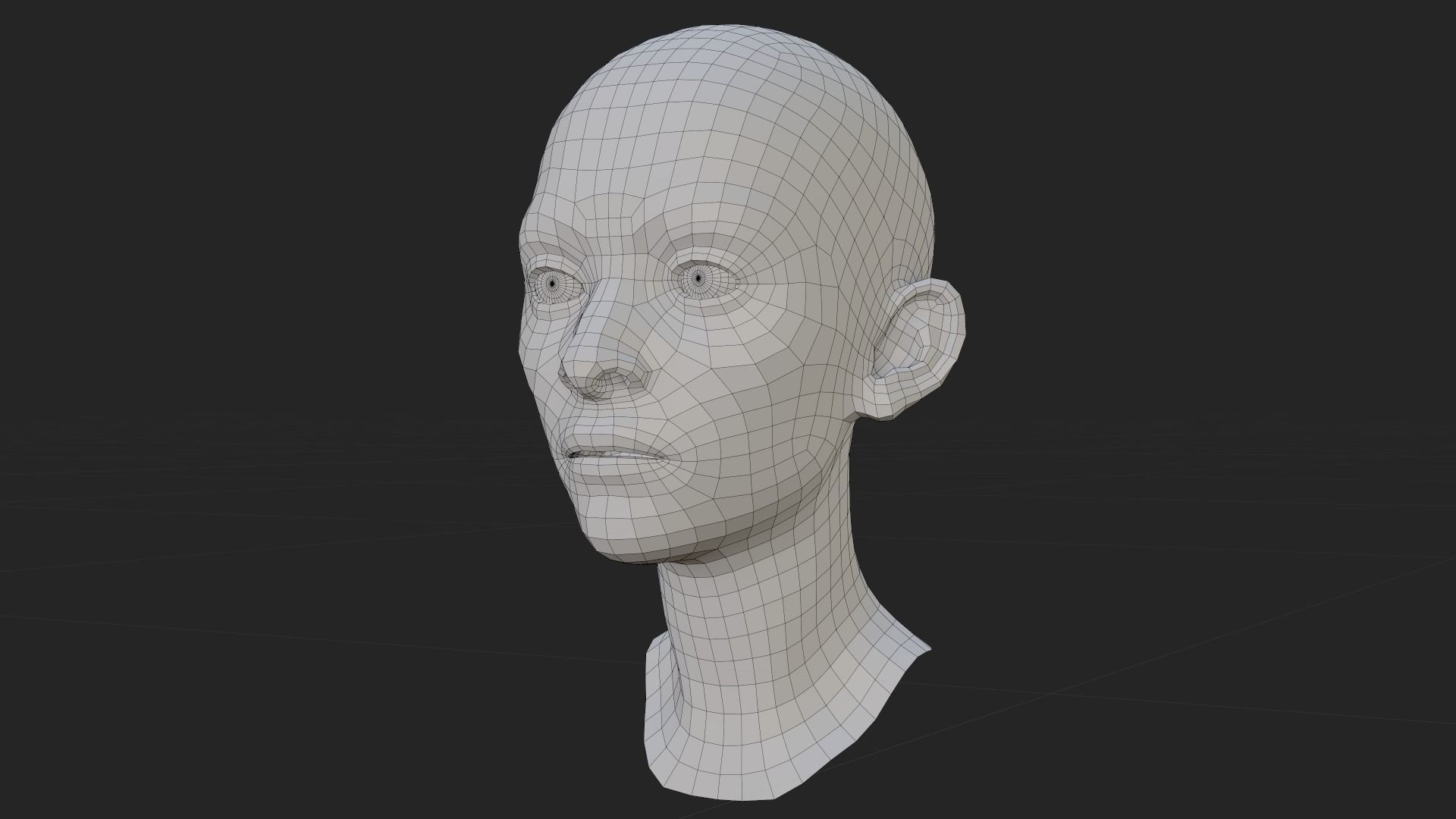 Female Head Base Mesh Low-poly 3D model_2