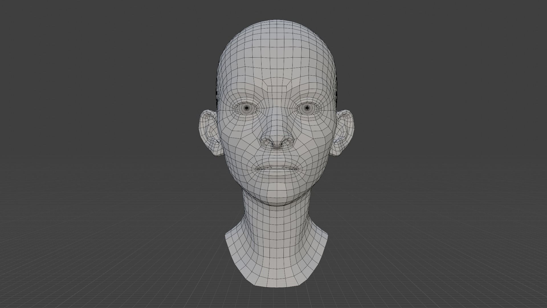 Female Head Base Mesh Low-poly 3D model_1