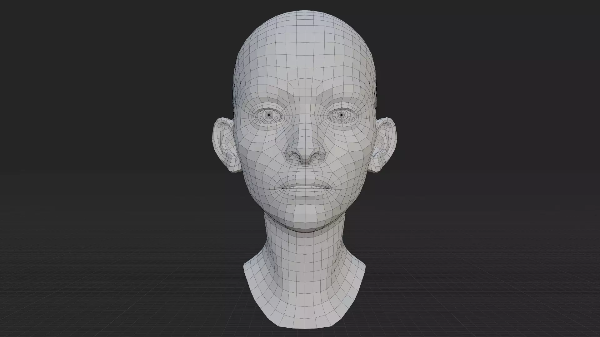 Female Head Base Mesh Low-poly 3D model_0