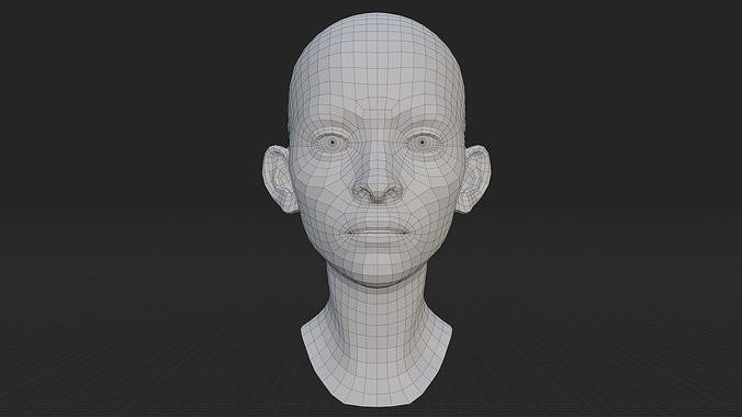 Female Head Base Mesh Low-poly 3D model