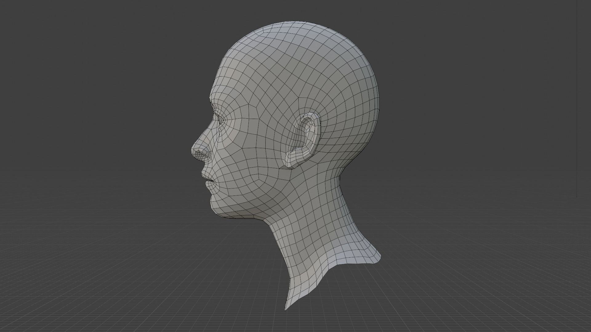 Female Head Base Mesh Low-poly 3D model_5