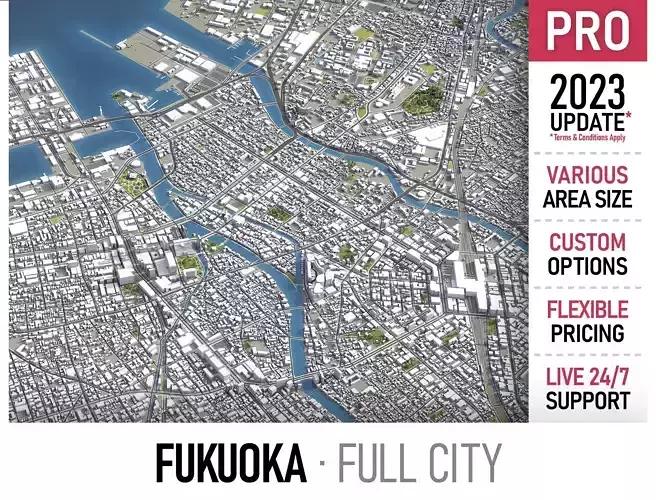 Fukuoka Low-poly 3D model