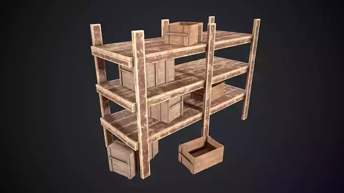 Rack Old Painted With Wooden Crate and Box Pack