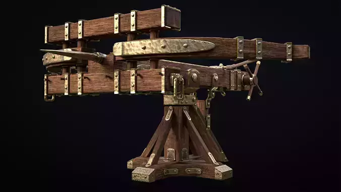 Ballista wooden machine Free low-poly 3D model