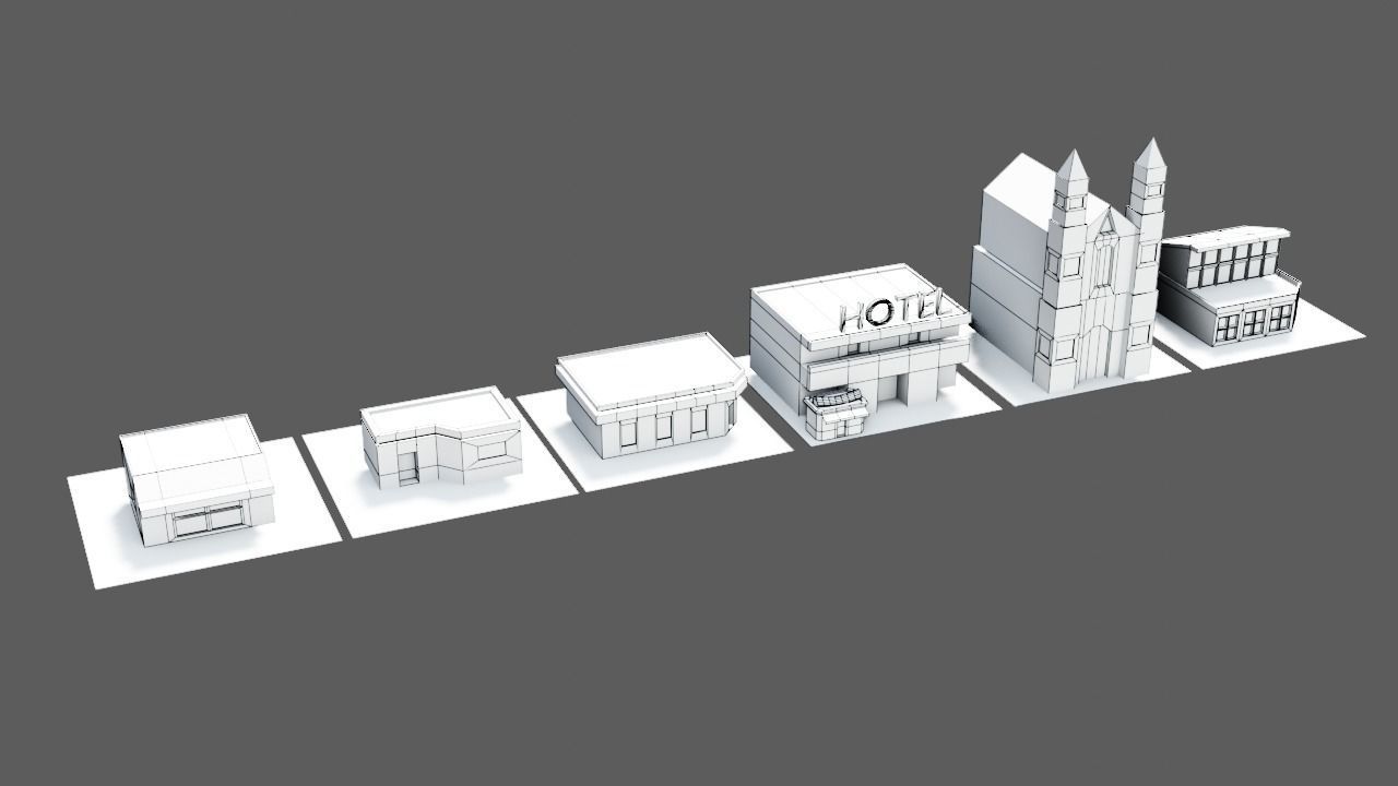 Low poly Modular city assets - Game ready Low-poly 3D model_12