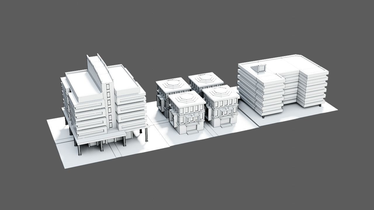 Low poly Modular city assets - Game ready Low-poly 3D model_6
