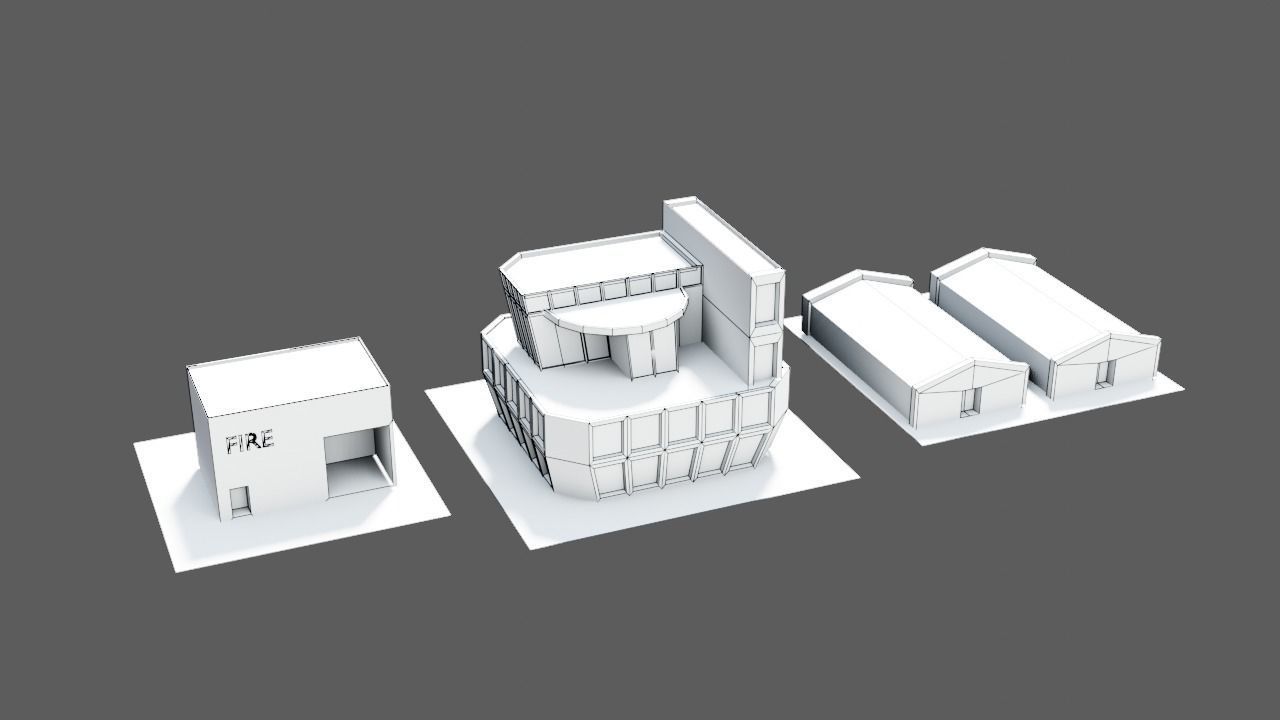 Low poly Modular city assets - Game ready Low-poly 3D model_10