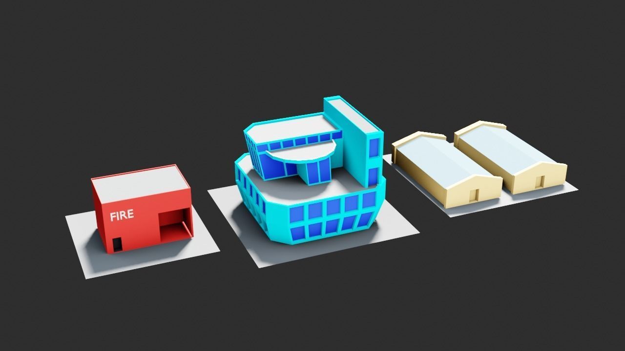 Low poly Modular city assets - Game ready Low-poly 3D model_9