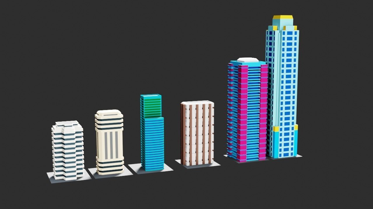 Low poly Modular city assets - Game ready Low-poly 3D model_3
