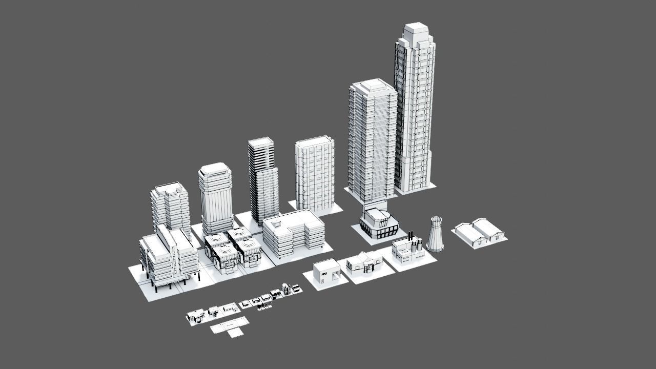 Low poly Modular city assets - Game ready Low-poly 3D model_2