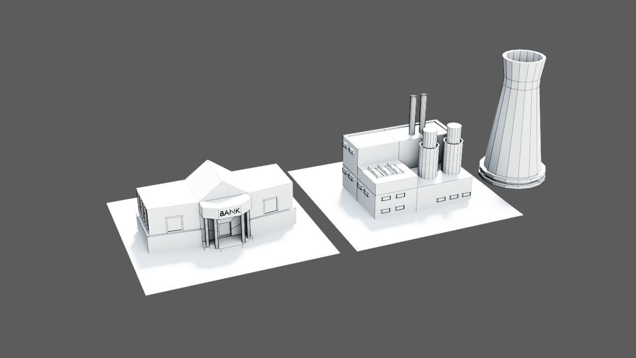 Low poly Modular city assets - Game ready Low-poly 3D model_8