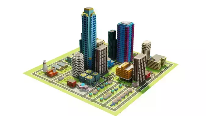 Low poly Modular city assets - Game ready