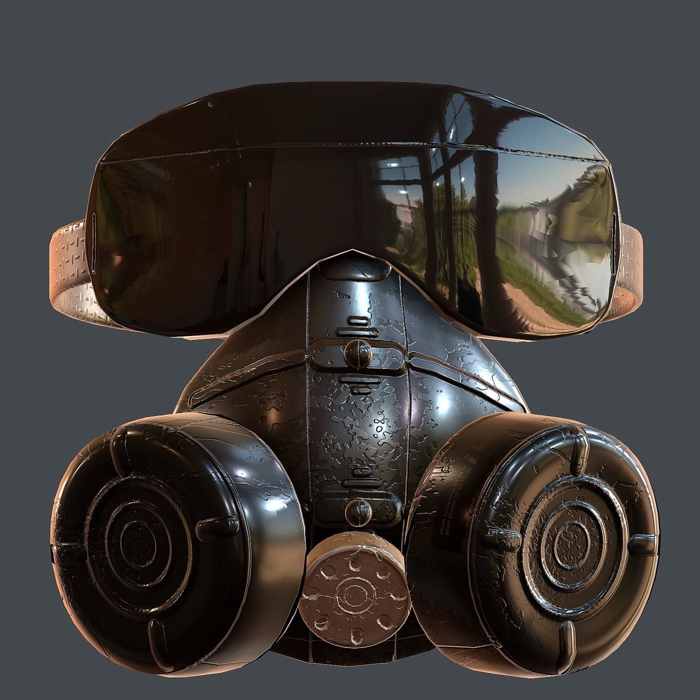 Gas mask helmet 3d model scifi Low-poly Low-poly 3D model_2