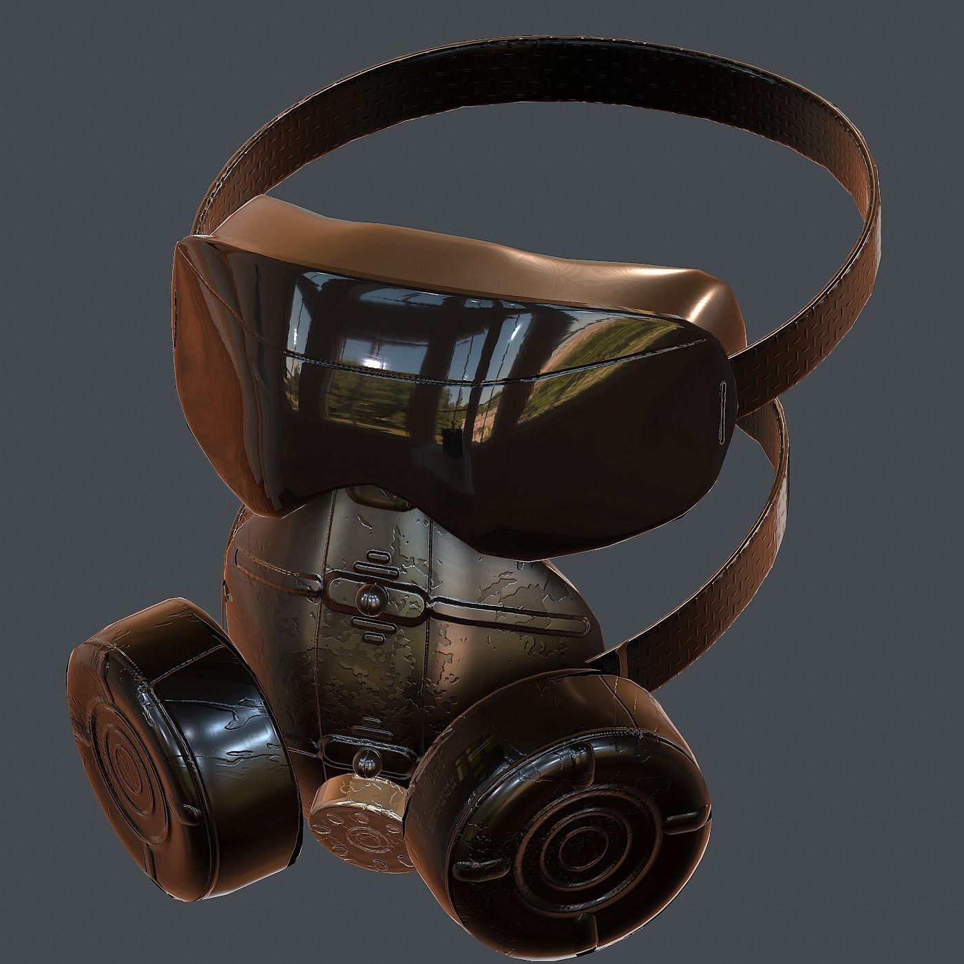 Gas mask helmet 3d model scifi Low-poly Low-poly 3D model_8