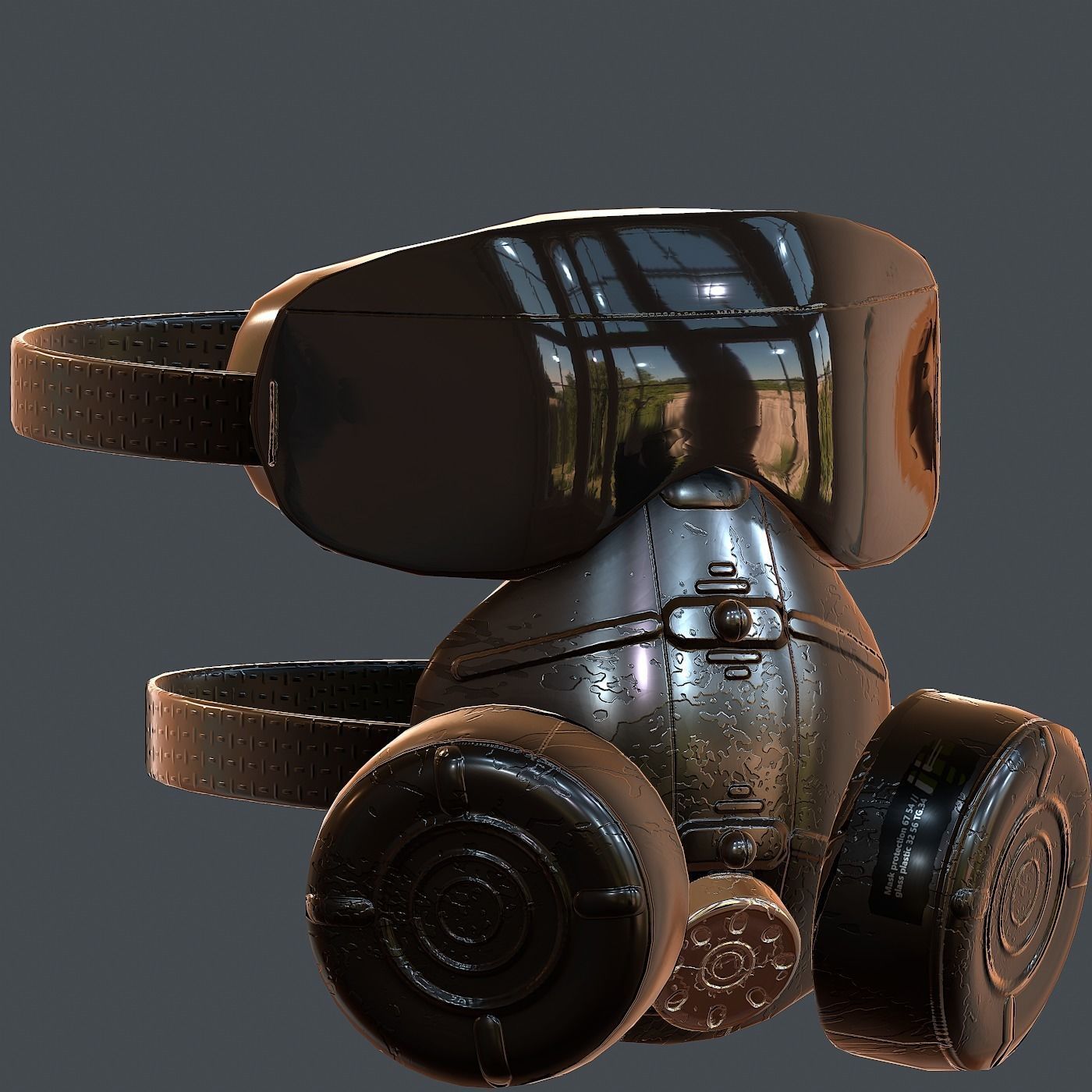 Gas mask helmet 3d model scifi Low-poly Low-poly 3D model_3