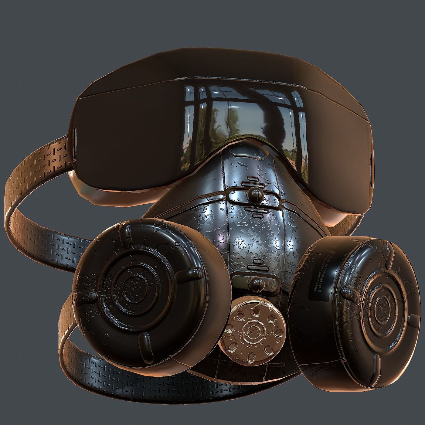 Gas mask helmet 3d model scifi Low-poly Low-poly 3D model_9