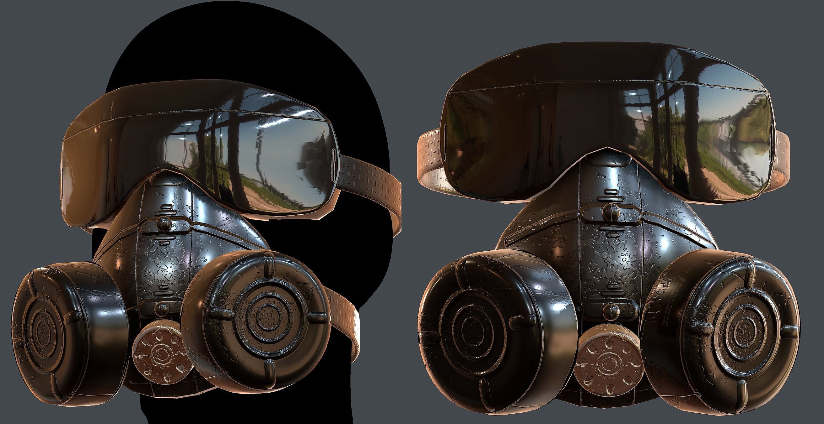 Gas mask helmet 3d model scifi Low-poly Low-poly 3D model_1