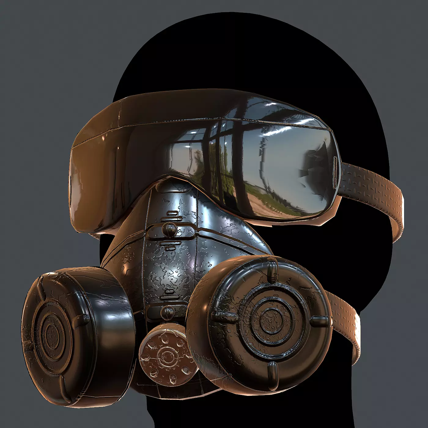 Gas mask helmet 3d model scifi Low-poly Low-poly 3D model_0