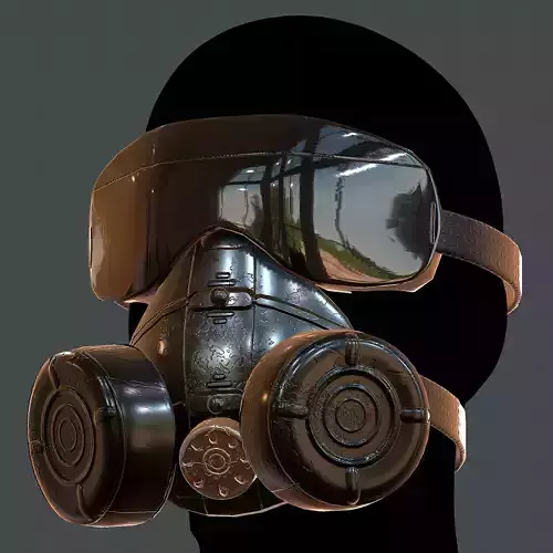 Gas mask helmet 3d model scifi Low-poly 