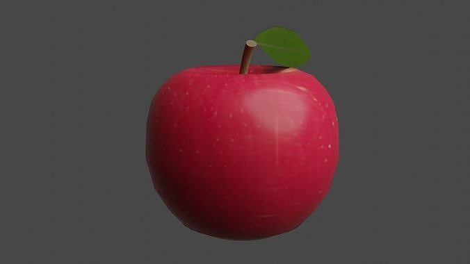 Apple with leaf Low-poly 3D model