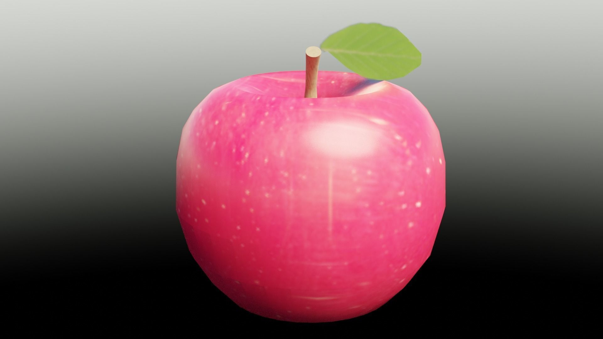 Apple with leaf Low-poly 3D model_5