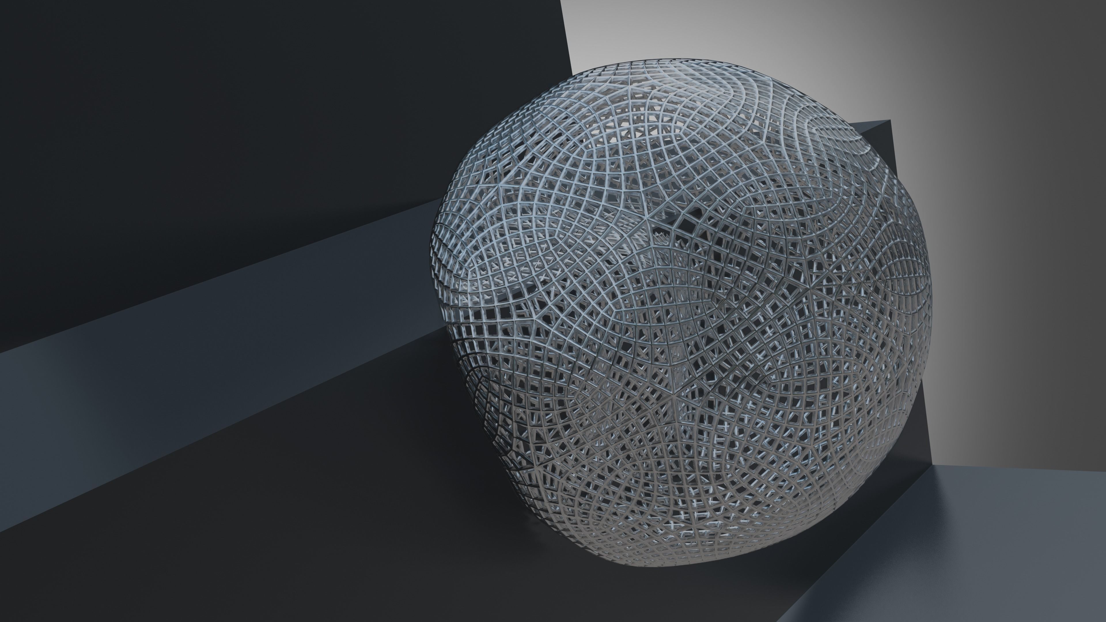 Soft Wireframe Iron Ball  Low-poly 3D model_2