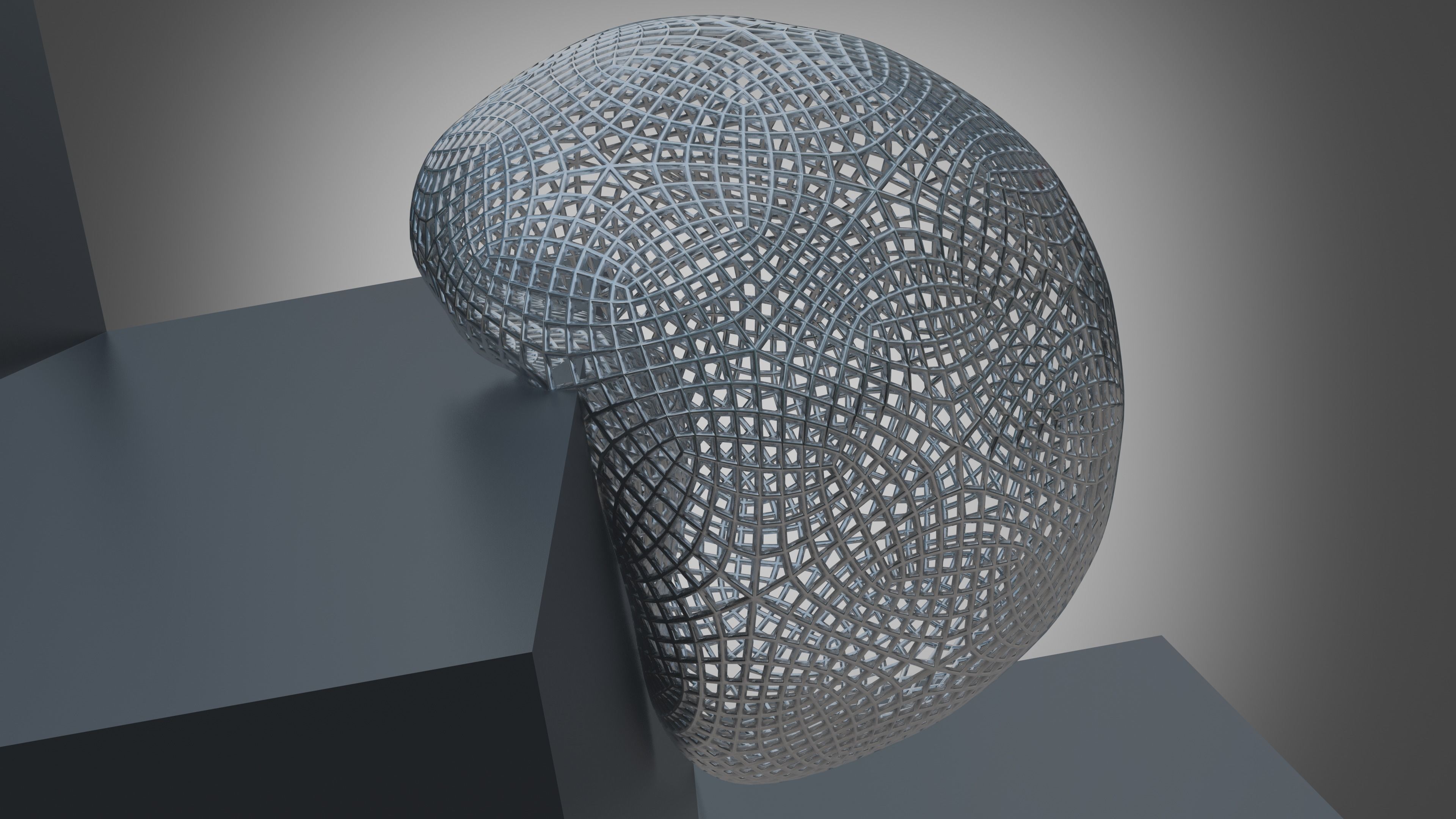 Soft Wireframe Iron Ball  Low-poly 3D model_1